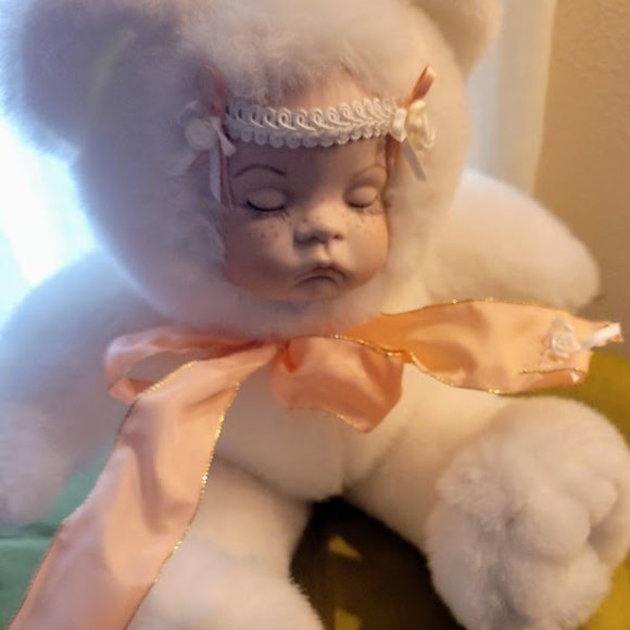 Cute, realistic baby doll in bear suit - Picture 3 of 8